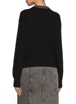 Back View - Click To Enlarge - MO&CO. - Embroidered Crewneck Wool Cashmere Sweater