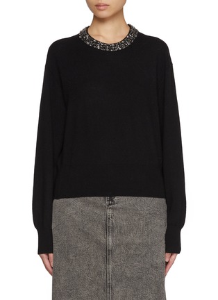 Main View - Click To Enlarge - MO&CO. - Embroidered Crewneck Wool Cashmere Sweater