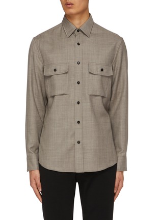 Main View - Click To Enlarge - BRIONI - Chequered Wool Silk Shirt