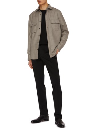 Figure View - Click To Enlarge - BRIONI - Chequered Wool Silk Shirt