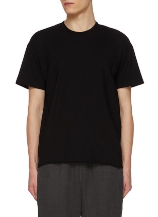 Main View - Click To Enlarge - THE VIRIDI-ANNE - Diagonal Panelled Cotton T-Shirt