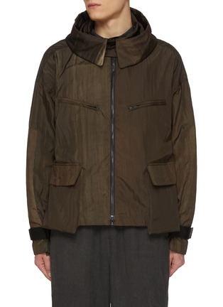 Main View - Click To Enlarge - THE VIRIDI-ANNE - Uneven Dyed Hooded Windbreaker Jacket