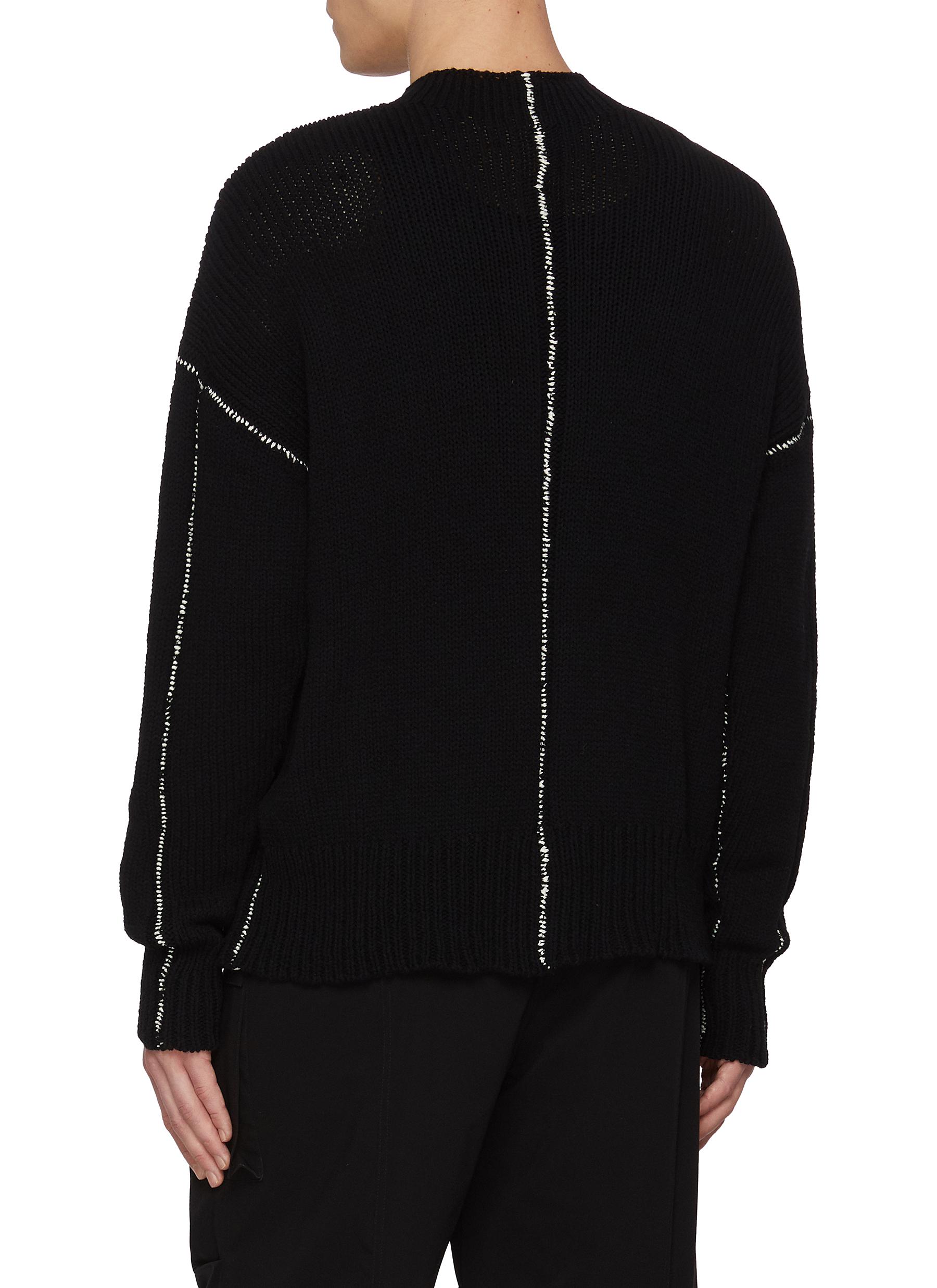 Bottleneck Contrast Stitching Knit Sweater - Thumbnail 3