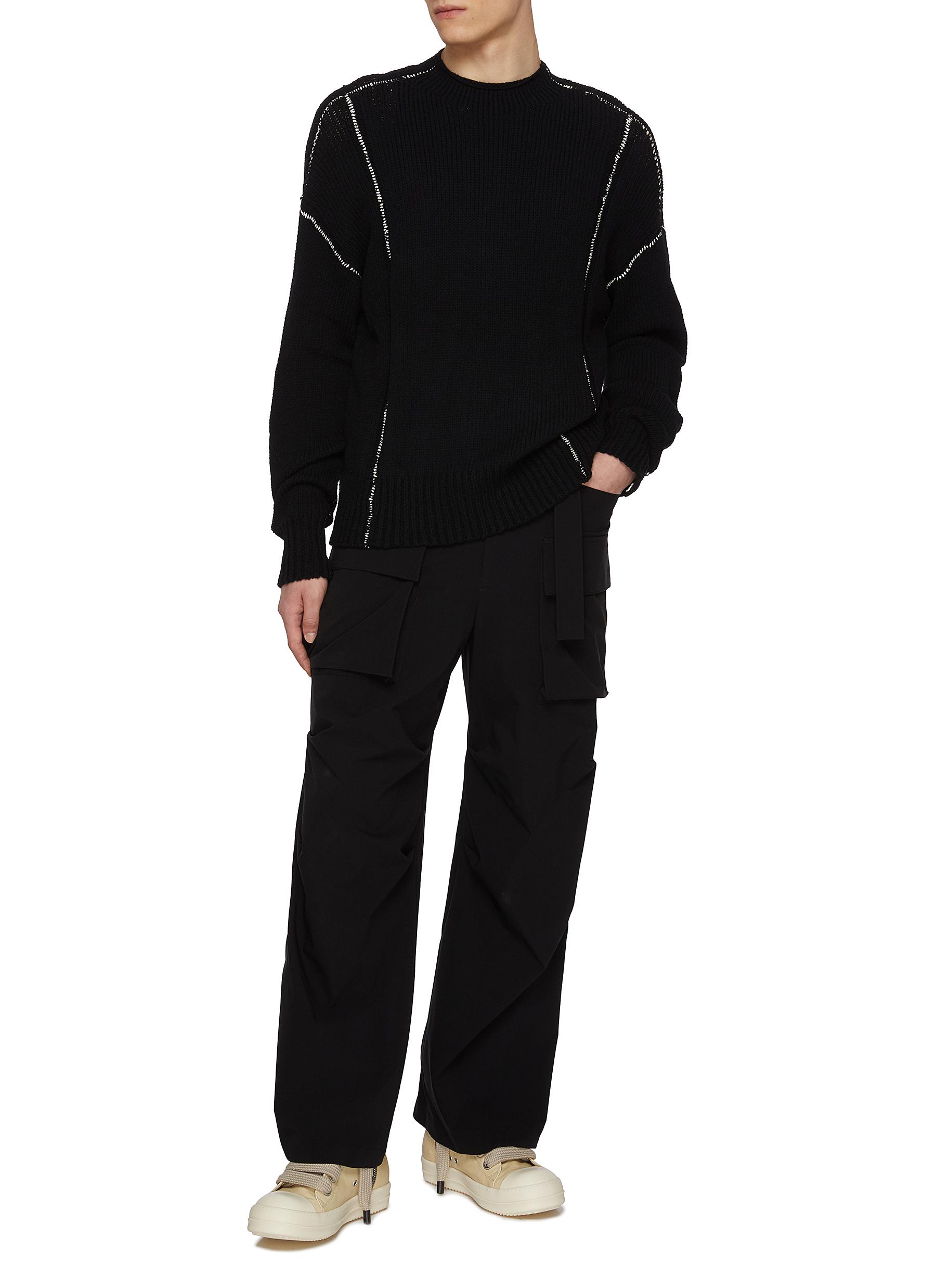 Bottleneck Contrast Stitching Knit Sweater - Thumbnail 2