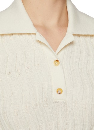  - BOTTEGA VENETA - Wavy Wool Knit Polo Top