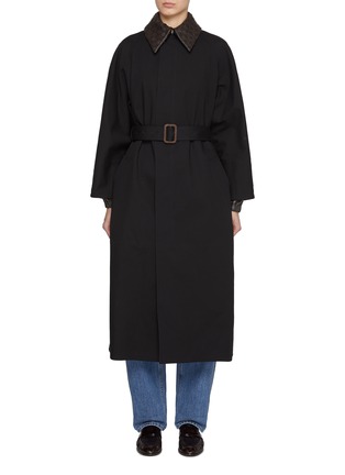 Main View - Click To Enlarge - BOTTEGA VENETA - Intrecciato Collar Belted Trench Coat