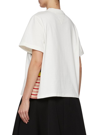 Back View - Click To Enlarge - BOTTEGA VENETA - Gingham Inserts Cotton T-shirt