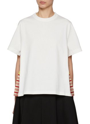 Main View - Click To Enlarge - BOTTEGA VENETA - Gingham Inserts Cotton T-shirt