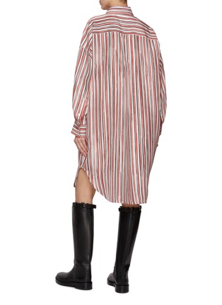 Back View - Click To Enlarge - BOTTEGA VENETA - Oversized Striped Silk Shirt Dress