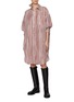 Figure View - Click To Enlarge - BOTTEGA VENETA - Oversized Striped Silk Shirt Dress