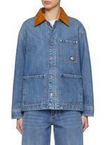 BOTTEGA VENETA | Suede Collar Medium Wash Denim Workwear