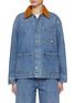 Main View - Click To Enlarge - BOTTEGA VENETA - Suede Collar Medium Wash Denim Workwear Jacket