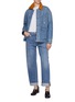 Figure View - Click To Enlarge - BOTTEGA VENETA - Suede Collar Medium Wash Denim Workwear Jacket