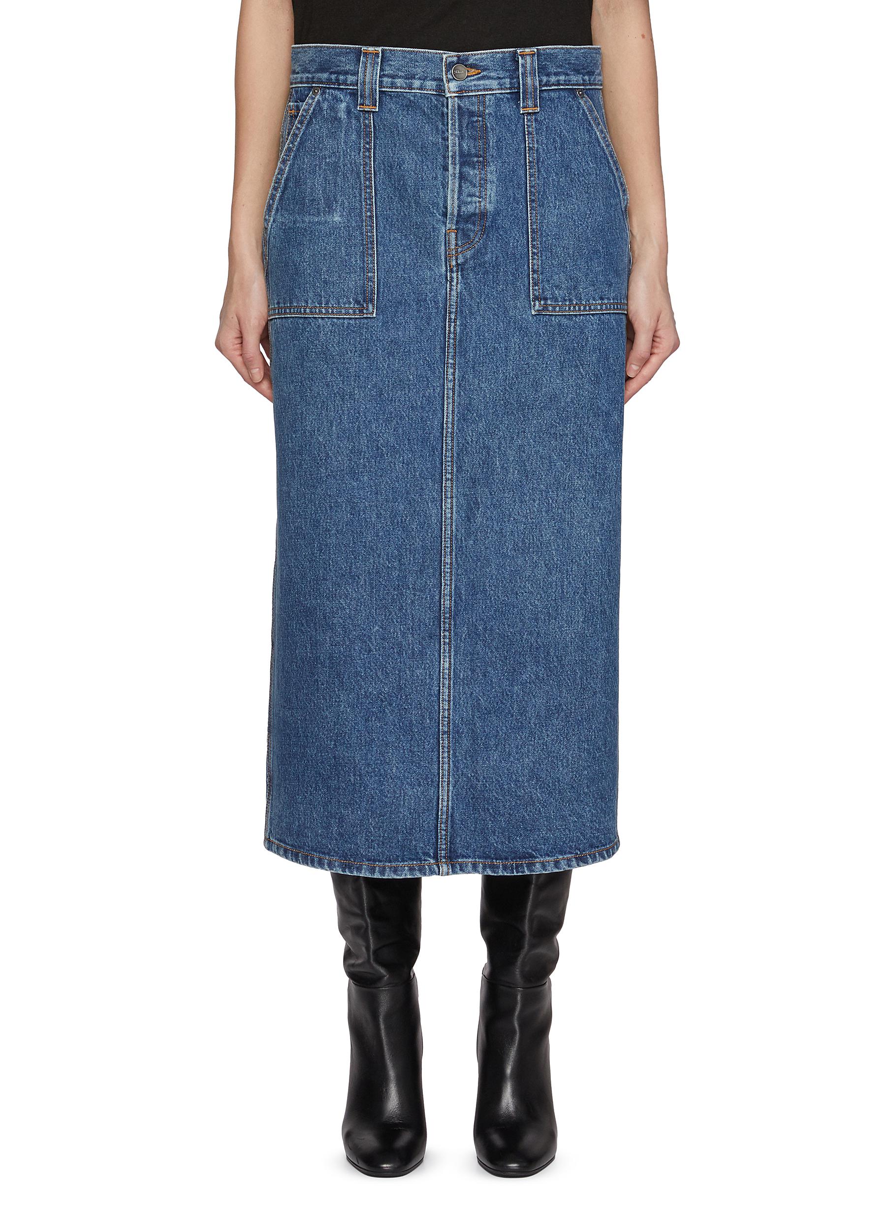 スカート LENINA CALIN two pocket denim skirt Haven' Knee Length Denim Skirt in Medium Wash FINAL SALE