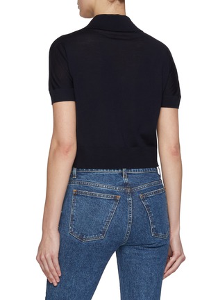 Back View - Click To Enlarge - KHAITE - Morgane Open Collar Cropped Wool Blend Polo Shirt