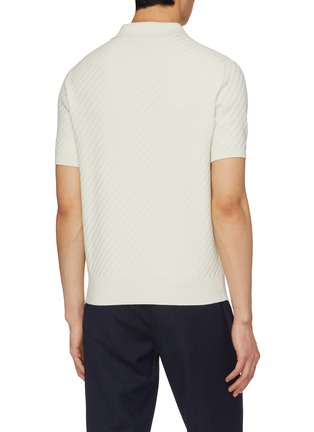 Back View - Click To Enlarge - BRIONI - Jacquard Cotton Silk Cashmere Knit Polo Shirt