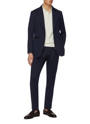 Figure View - Click To Enlarge - BRIONI - Jacquard Cotton Silk Cashmere Knit Polo Shirt