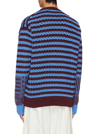 Back View - Click To Enlarge - TOGA VIRILIS - Patterned Sleeve  Striped Cardigan