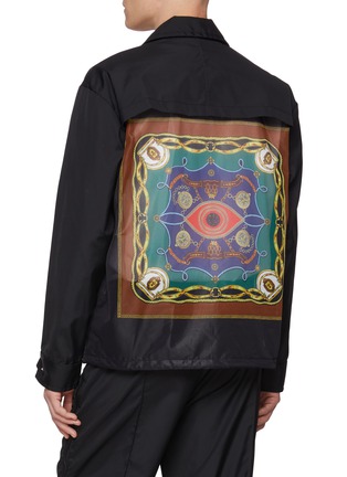 Back View - Click To Enlarge - TOGA VIRILIS - Ox Eye Print Sheer Back Coach Jacket