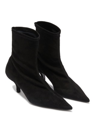 Detail View - Click To Enlarge - TOTEME - Heeled Suede Sock Boots