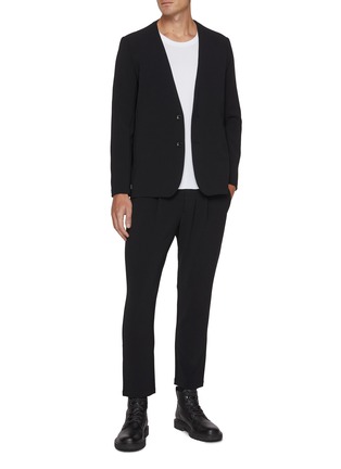 Figure View - Click To Enlarge - ATTACHMENT - Single Breasted Lapelless Stretch Blazer