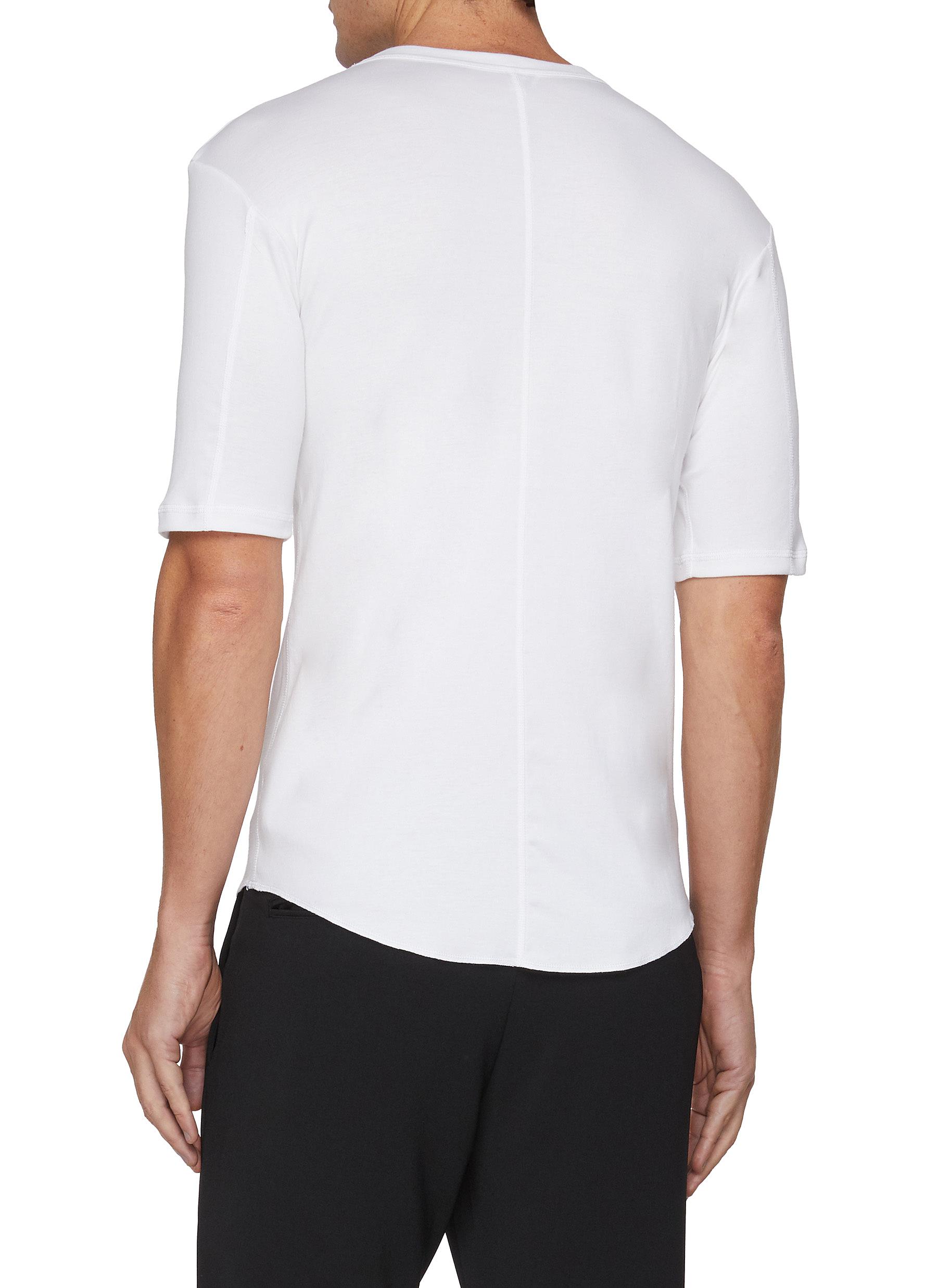 Ribbed Edge Cotton T-Shirt - Thumbnail 3