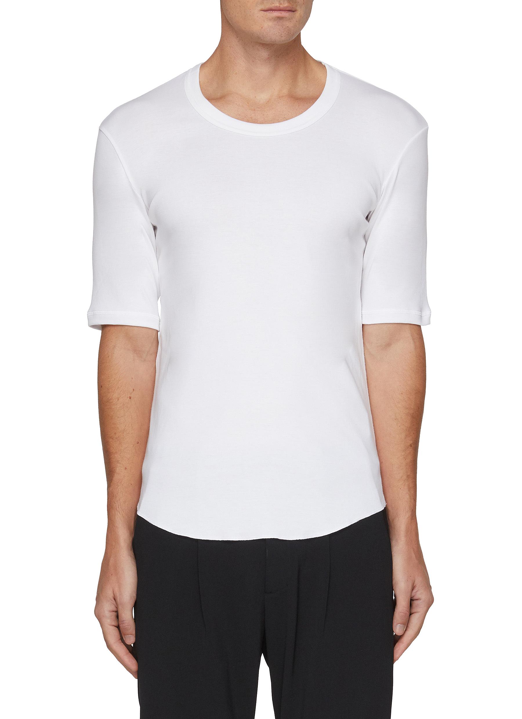 Ribbed Edge Cotton T-Shirt