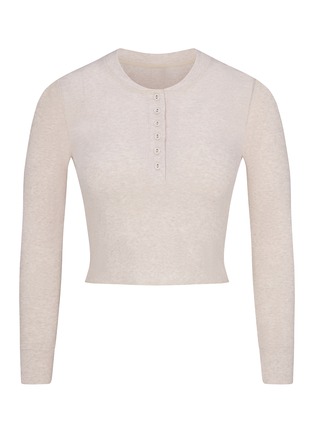 Main View - Click To Enlarge - SKIMS - Cotton Rib Long Sleeve Crop Henley T-shirt