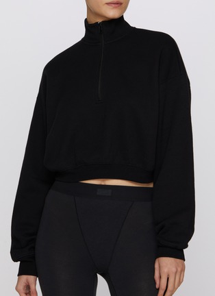 Figure View - Click To Enlarge - SKIMS - Cotton Fleece Cropped Half Zip Sweater