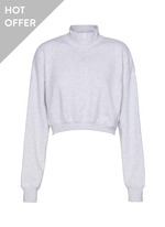 【BAON】Kenden Fleece String High-Neck Crop Padding Jumper SKIMS | Cotton Fleece Cropped Half Zip Sweater | Women