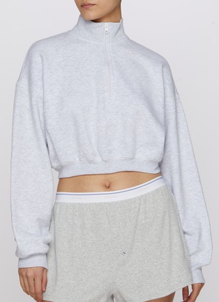 Figure View - Click To Enlarge - SKIMS - Cotton Fleece Cropped Half Zip Sweater