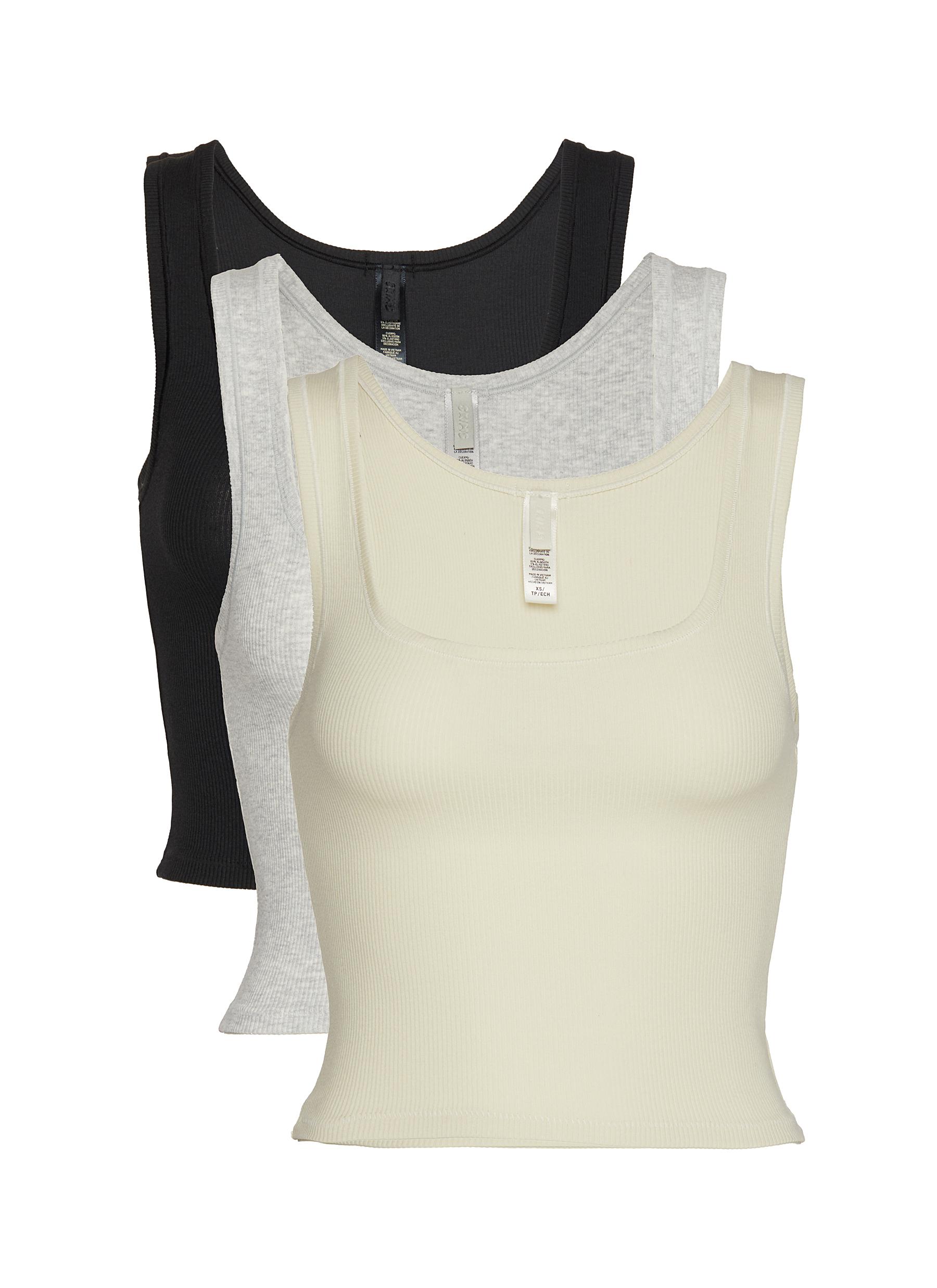 SKIMS★3枚セット コットンリブ タンクトップ SKIMS COTTON MENS RIB TANK 3-PACK | ECRU RUSSET MULTI