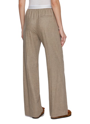 Back View - Click To Enlarge - LOEWE - Contrast Waistband Wool Cashmere Wide Leg Pants