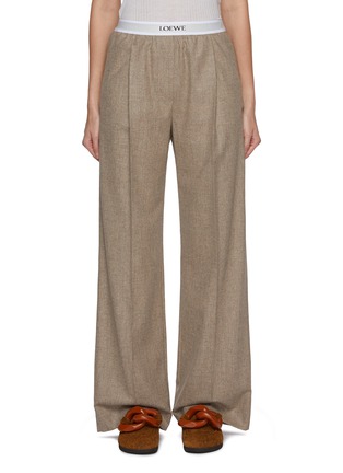 Main View - Click To Enlarge - LOEWE - Contrast Waistband Wool Cashmere Wide Leg Pants