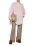 Figure View - Click To Enlarge - LOEWE - Contrast Waistband Wool Cashmere Wide Leg Pants