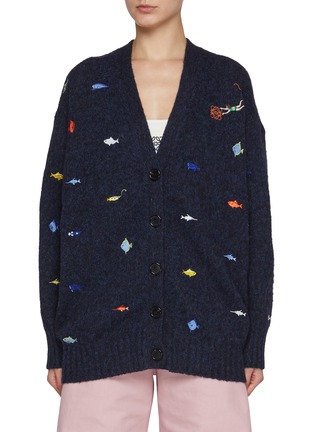 Main View - Click To Enlarge - LOEWE - Patchwork Wool Blend Long Cardigan