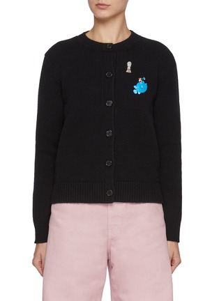 Main View - Click To Enlarge - LOEWE - Crewneck Patchwork Wool Cardigan