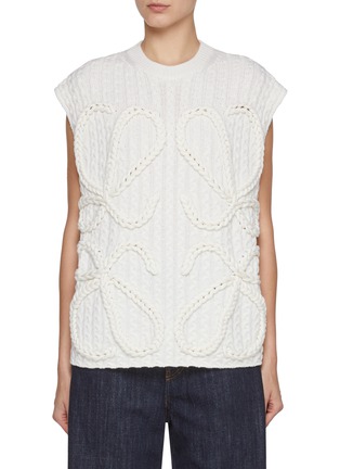 Main View - Click To Enlarge - LOEWE - Cap Sleeves Anagram Wool Vest