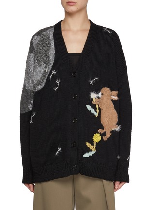 Main View - Click To Enlarge - LOEWE - Knitted Graphic Wool Alpaca Blend Cardigan