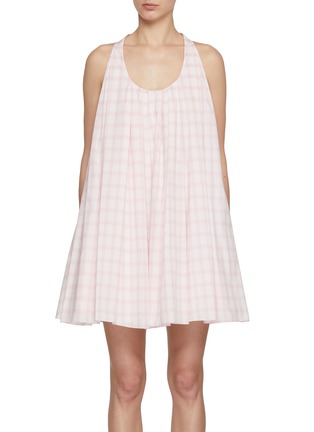 Main View - Click To Enlarge - LOEWE - Sleeveless Checkered Cotton  Trapeze Dress