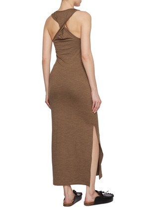 Back View - Click To Enlarge - LOEWE - Gathered Back Anagram Wool Blend Maxi Dress