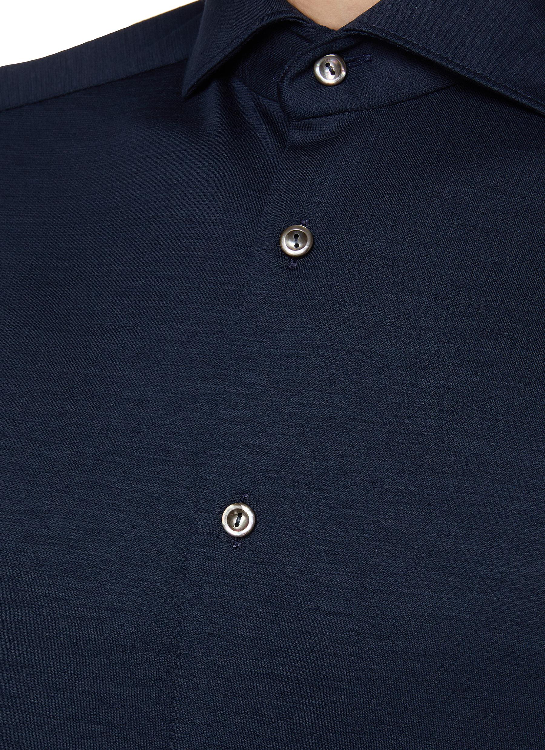 Wide Spread Collar Wool Shirt - Thumbnail 4