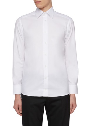 Main View - Click To Enlarge - ETON  - Cutaway Collar Geometric Cotton Jacquard Shirt