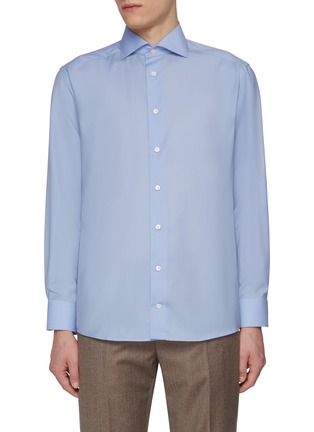 Main View - Click To Enlarge - ETON  - Spread Collar Wool Shirt