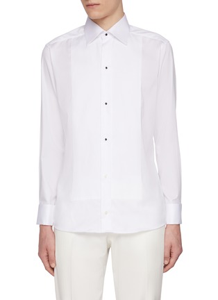 Main View - Click To Enlarge - ETON  - Cutaway Collar Fine Stripe Bib Cotton Evening Shirt