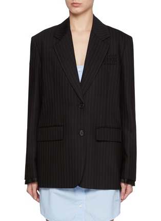 Main View - Click To Enlarge - MIU MIU - Pinstripe Single Breasted Blazer