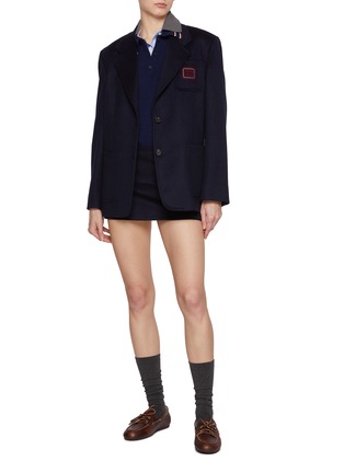 Figure View - Click To Enlarge - MIU MIU - Logo Badge Single Breasted Blazer