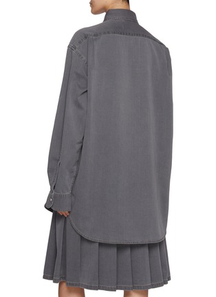 Back View - Click To Enlarge - MIU MIU - Oversized Cotton Chambray Shirt