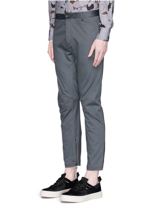 Front View - Click To Enlarge - LANVIN - Zip cuff darted twill biker pants