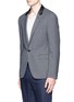Front View - Click To Enlarge - LANVIN - Leather collar check wool blazer